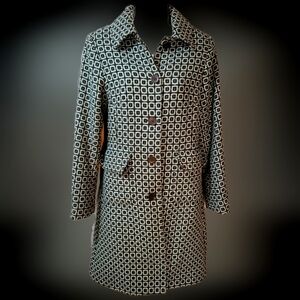 Womens Vintage Dalia blue Geometric Wool Blend Dress Coat Size 6